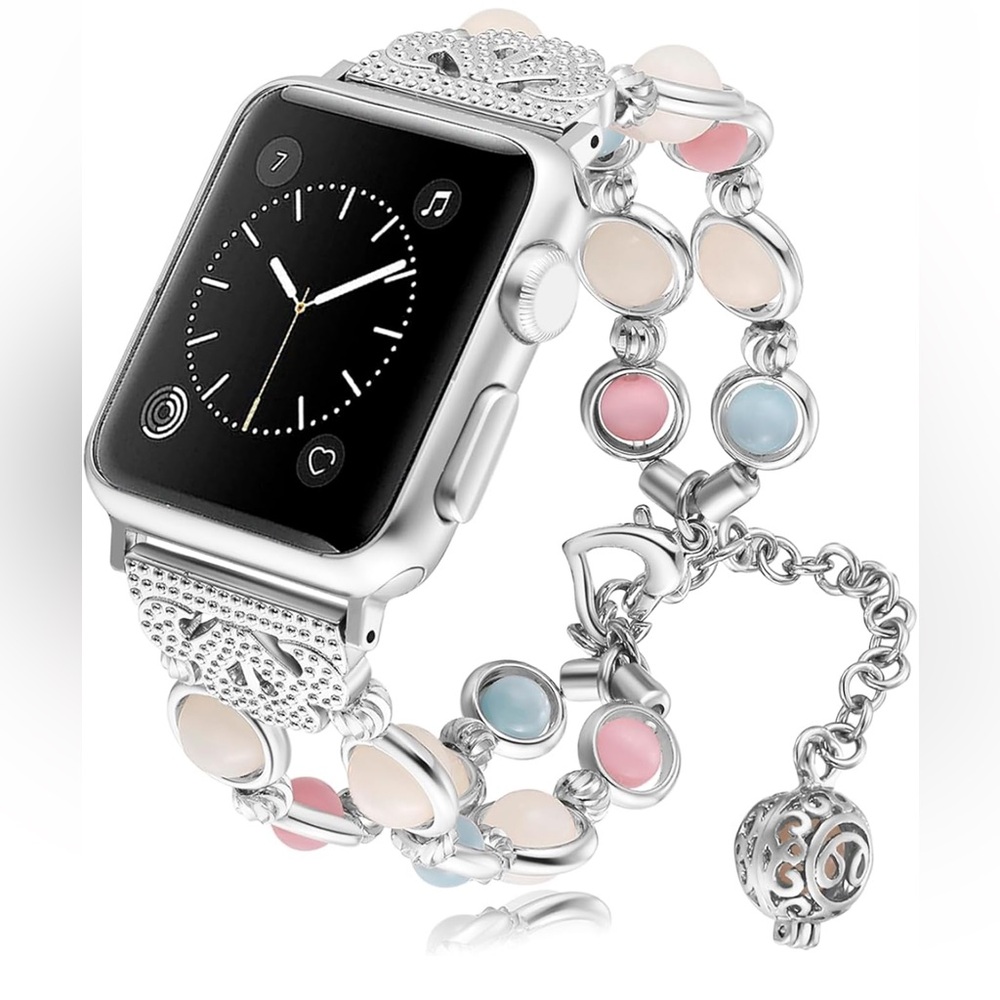 Stunning Silver Bead Apple Watch Strap